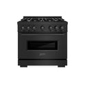 ZLINE 36 in. 5.2 cu. ft. Classic Gas Range with 6 Burner Cooktop and Convection Gas Oven in Black Stainless Steel (CGRB-36)