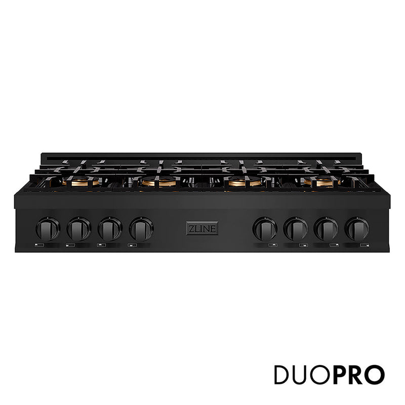 ZLINE 48 in. Classic Gas Rangetop with 8 Burner DuoPro™ Cooktop in Black Stainless Steel (PCRTB-48) ZLINE