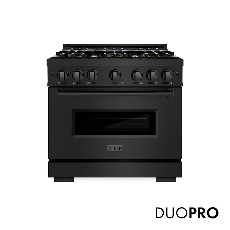 ZLINE PCDRB-36 36 in. Dual Fuel Range in Black Stainless Steel