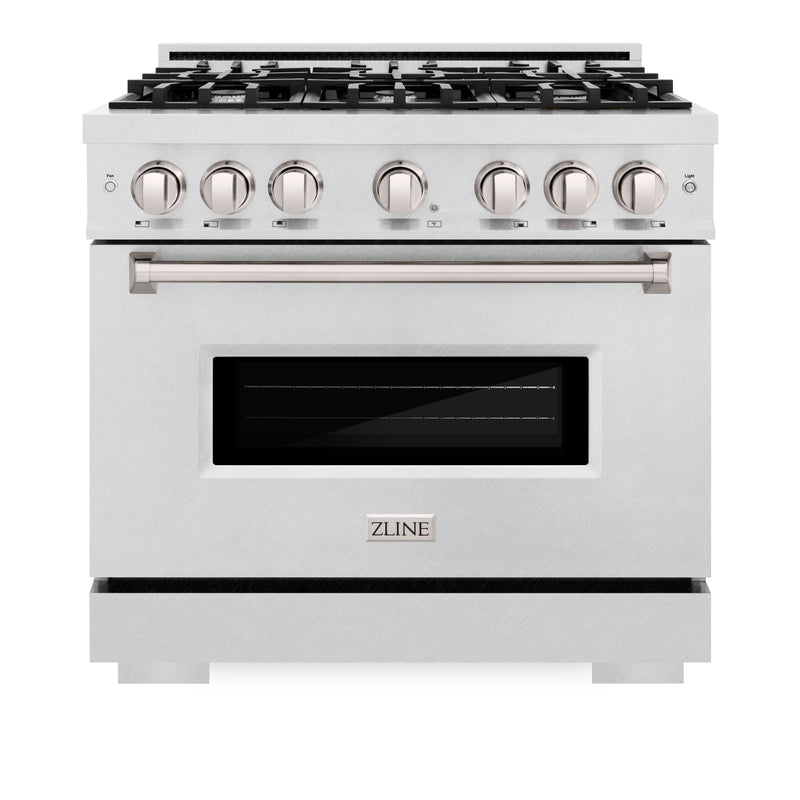 ZLINE 36 in. 5.2 cu. ft. Classic Dual Fuel Range with 6 Burner Gas Cooktop and Electric Convection Oven in Satin Stainless Steel (CDRS-36) ZLINE