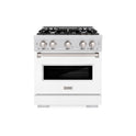 ZLINE 30 in. 4.2 cu. ft. Classic Dual Fuel Range with 4 Burner Gas Cooktop and Electric Convection Oven in Satin Stainless Steel with White Matte Door (CDRS-WM-30)