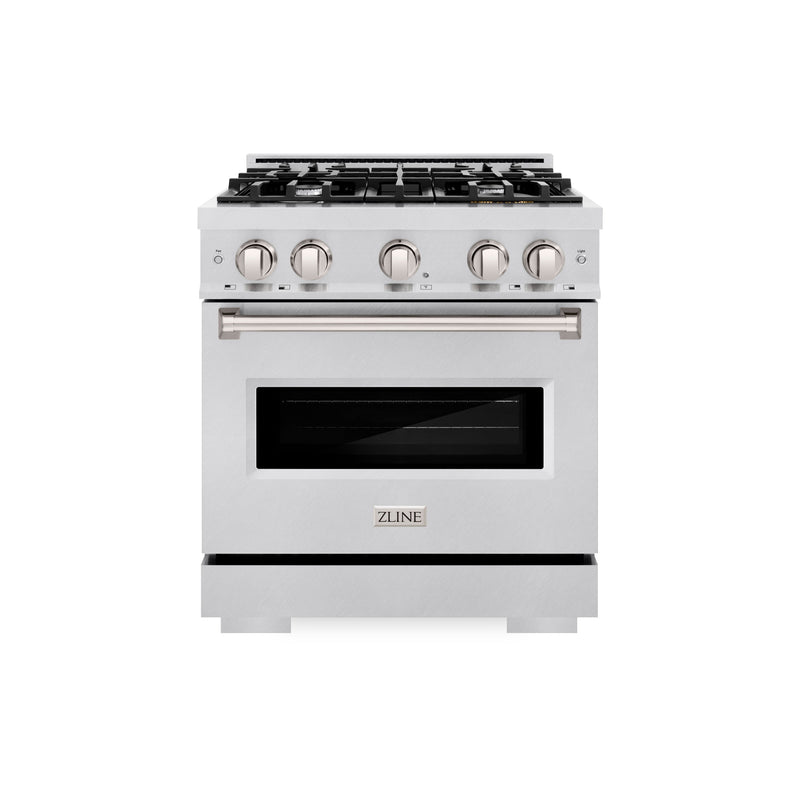 ZLINE 30 in. 4.2 cu. ft. Classic Dual Fuel Range with 4 Burner Gas Cooktop and Electric Convection Oven in Satin Stainless Steel (CDRS-30) ZLINE