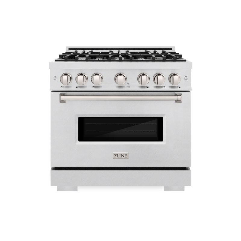ZLINE 36 in. 5.2 cu. ft. Classic Gas Range with 6 Burner Cooktop and Convection Gas Oven in Satin Stainless Steel (CGRS-36) ZLINE