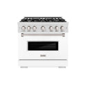 ZLINE 36 in. 5.2 cu. ft. Classic Gas Range with 6 Burner Cooktop and Convection Gas Oven in Satin Stainless Steel with White Matte Door (CGRS-WM-36)