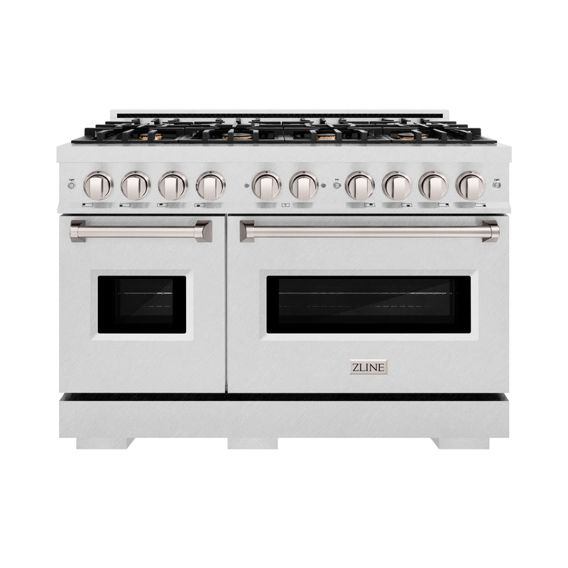 ZLINE 48 in. 6.7 cu. ft. Classic Double Oven Gas Range in Satin Stainless Steel with 8 Brass Burners (CGRS-BR-48) ZLINE