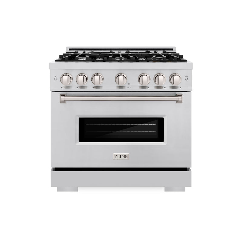 ZLINE 36 in. 5.2 cu. ft. Classic Gas Range with 6 Burner Cooktop and Convection Gas Oven in Stainless Steel (CGR36) ZLINE