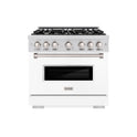 ZLINE 36 in. 5.2 cu. ft. Classic Gas Range with 6 Burner Cooktop and Convection Gas Oven in Stainless Steel with White Matte Door (CGR-WM-36)