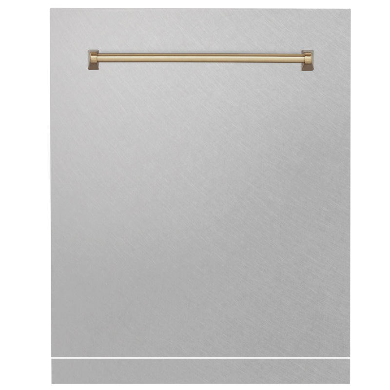 ZLINE Autograph Edition 24 in. Monument Dishwasher Panel in Satin Stainless Steel Finish with Champagne Bronze Handle (DPMTZ-SN-24-CB) ZLINE