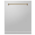 ZLINE Autograph Edition 24 in. Monument Dishwasher Panel in Stainless Steel with Champagne Bronze Handle (DPMTZ-304-24-CB)