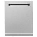 ZLINE Autograph Edition 24 in. Monument Dishwasher Panel in Satin Stainless Steel Finish with Matte Black Handle (DPMTZ-SN-24-MB)