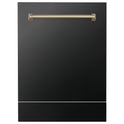 ZLINE Autograph Edition 24" Tallac Dishwasher Panel in Black Stainless Steel with Champagne Bronze Handle (DPVZ-BS-24-CB)