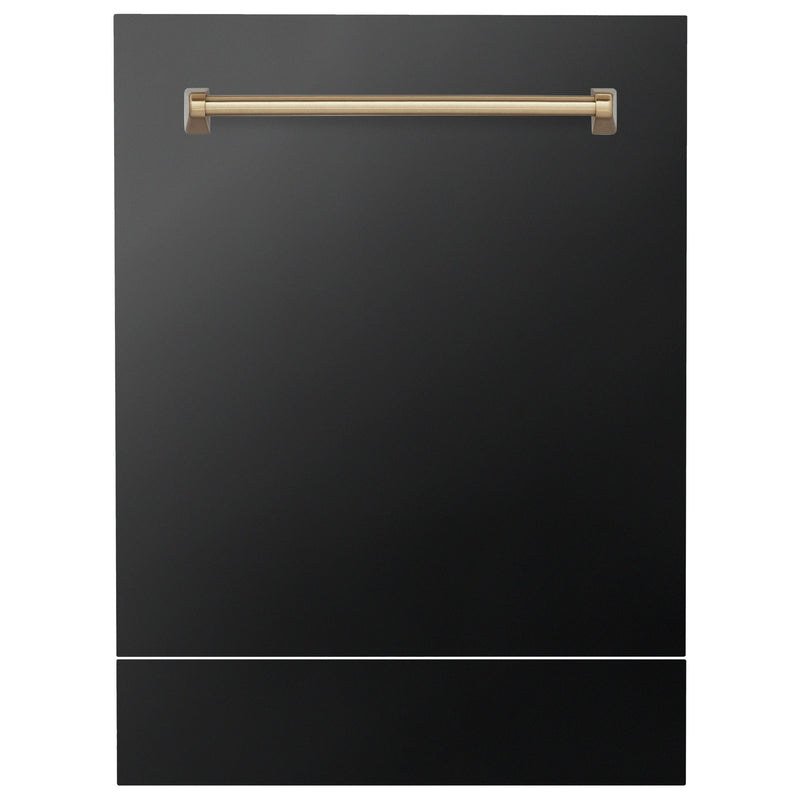 ZLINE Autograph Edition 24" Tallac Dishwasher Panel in Black Stainless Steel with Champagne Bronze Handle (DPVZ-BS-24-CB) ZLINE