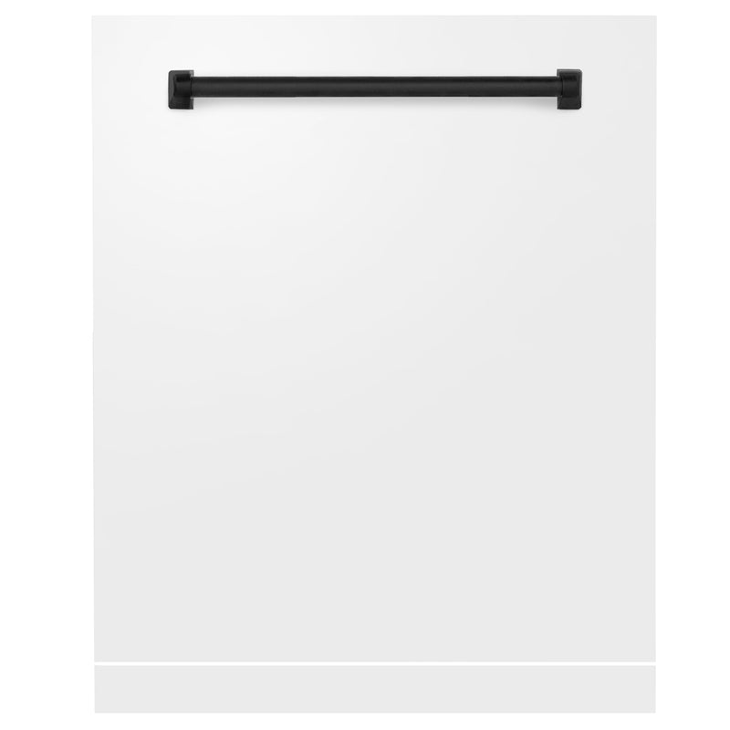 ZLINE Autograph Edition 24" Monument Dishwasher Panel in White Matte with Matte Black Handle (DPMTZ-WM-24-MB) ZLINE
