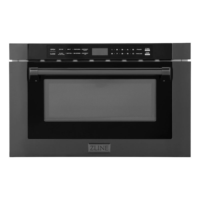 ZLINE 24" 1.2 cu. ft. Built-in Microwave Drawer with a Traditional Handle in Black Stainless Steel ZLINE