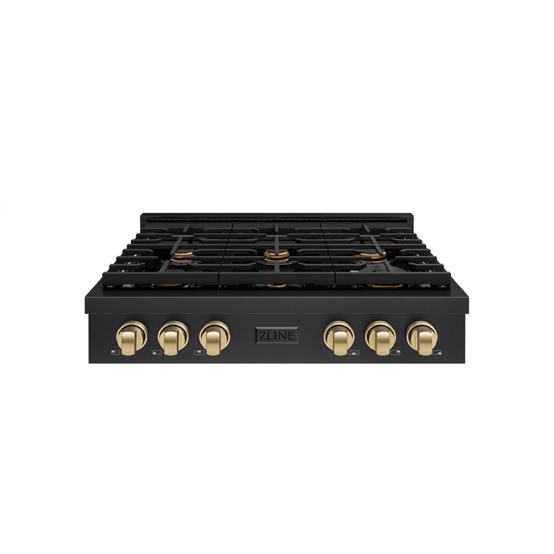 ZLINE SRTBZ-36-CB Autograph Edition 36 in. Rangetop in Black Stainless Steel