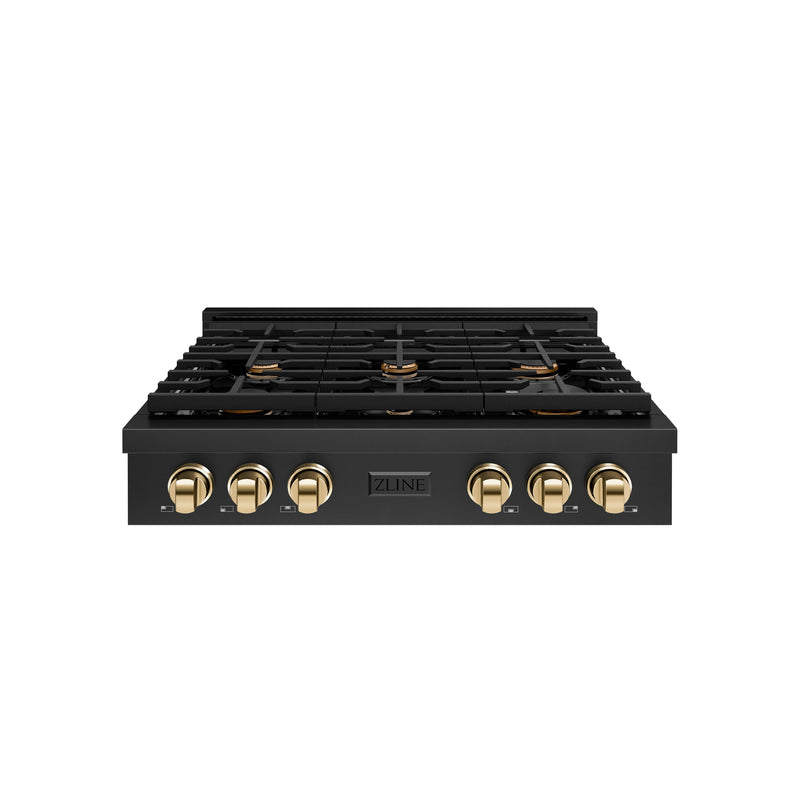 ZLINE SRTBZ-36-G Autograph Edition 36 in. Rangetop in Black Stainless Steel
