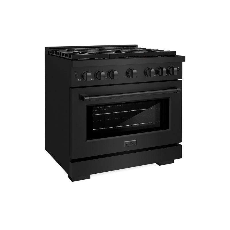 ZLINE SDRB-BR-36 36 in. Dual Fuel Range in Black Stainless Steel