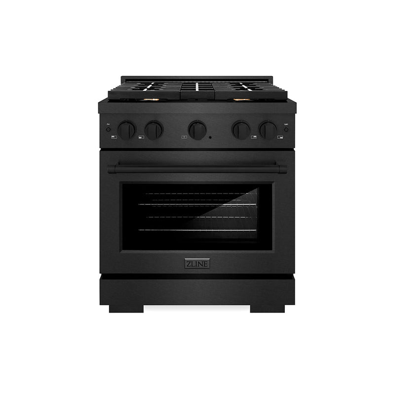 ZLINE 30 in. 4.2 cu. ft. Paramount Dual Fuel Range with 4 Brass Burners and Electric Convection Oven in Black (SDRBS-BR-30)