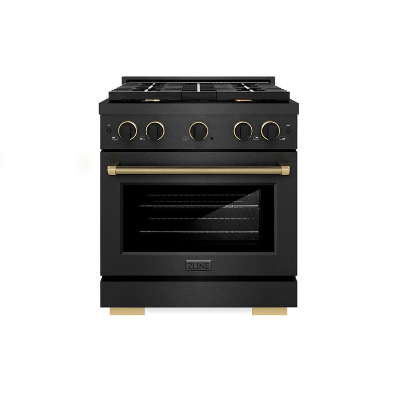 ZLINE SDRBSZ-30-MBCB Designer Collection 30" Paramount Dual Fuel Range in Black Satin Stainless/Matte Black