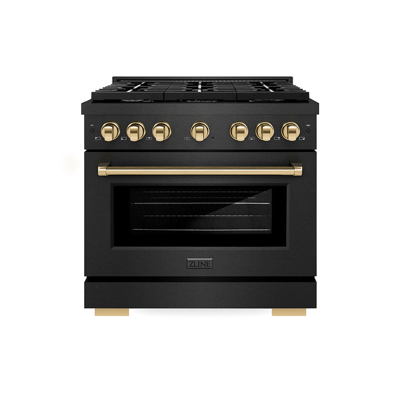 ZLINE Autograph Edition 36 in. 5.2 cu. ft. Paramount Dual Fuel Range with 6 Burner Gas Cooktop and Electric (SDRBSZ-36-G)