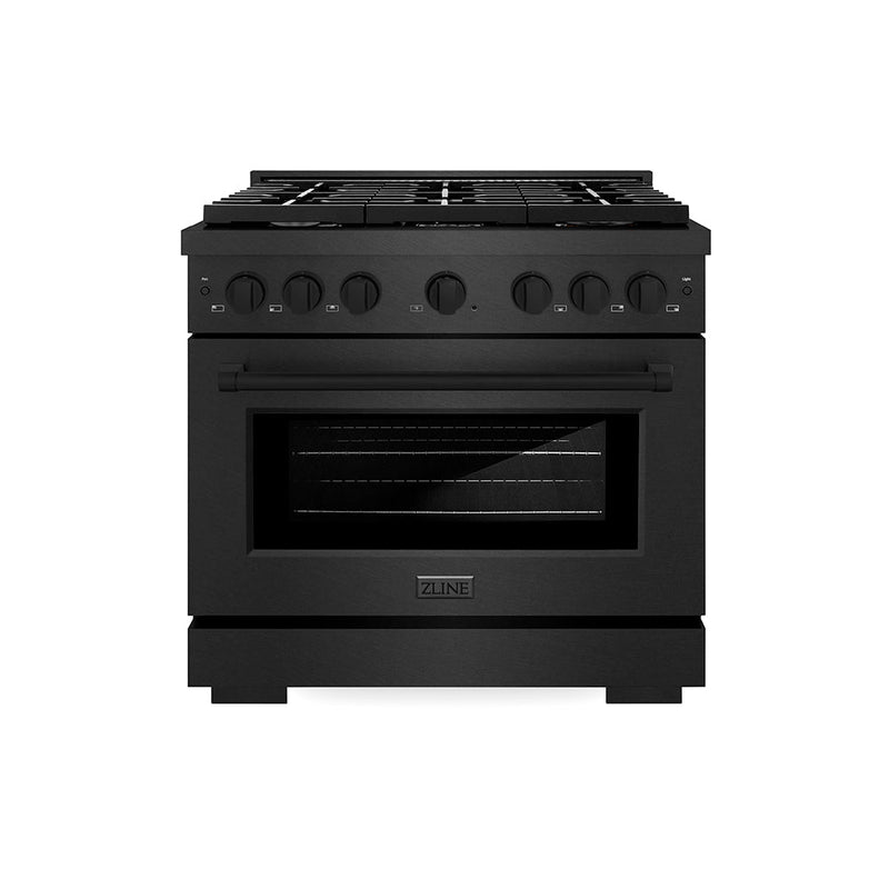 ZLINE 36 in. 5.2 cu. ft. Paramount Gas Range with 6 Burner Cooktop and Convection Gas Oven in Black Satin (SGRBS-36)