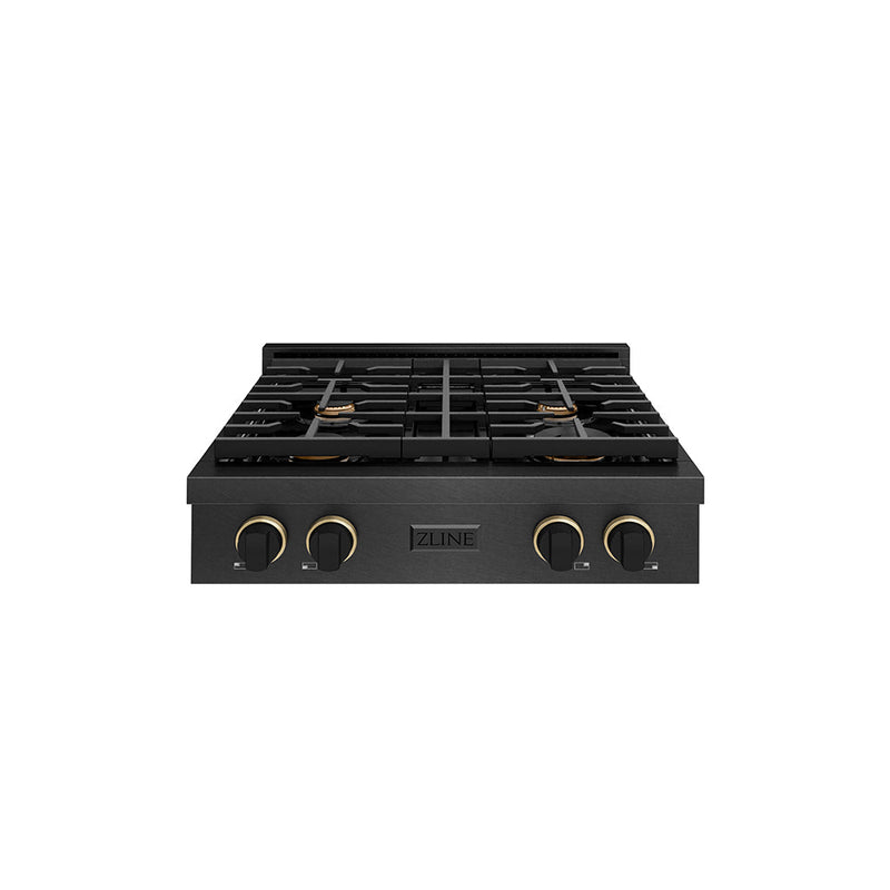 ZLINE SRTBSZ-30-MBCB Designer Collection 30" Paramount Gas Rangetop in Black Satin Stainless/Matte Black