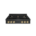 ZLINE Autograph Edition 36 in. Paramount Gas Rangetop with 6 Burner Porcelain Cooktop in Black Satin Stainless Steel and Champagne Bronze Accents (SRTBSZ-36-CB)