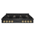 ZLINE Designer Collection 48 in. 6.7 cu. ft. Paramount Dual Fuel Range with 8 Burner DuoPro™ Cooktop and Dual Ovens in Black Satin Stainless Steel with Matte Black and Champagne Bronze Accents (PSDRBSZ-48-MBCB)
