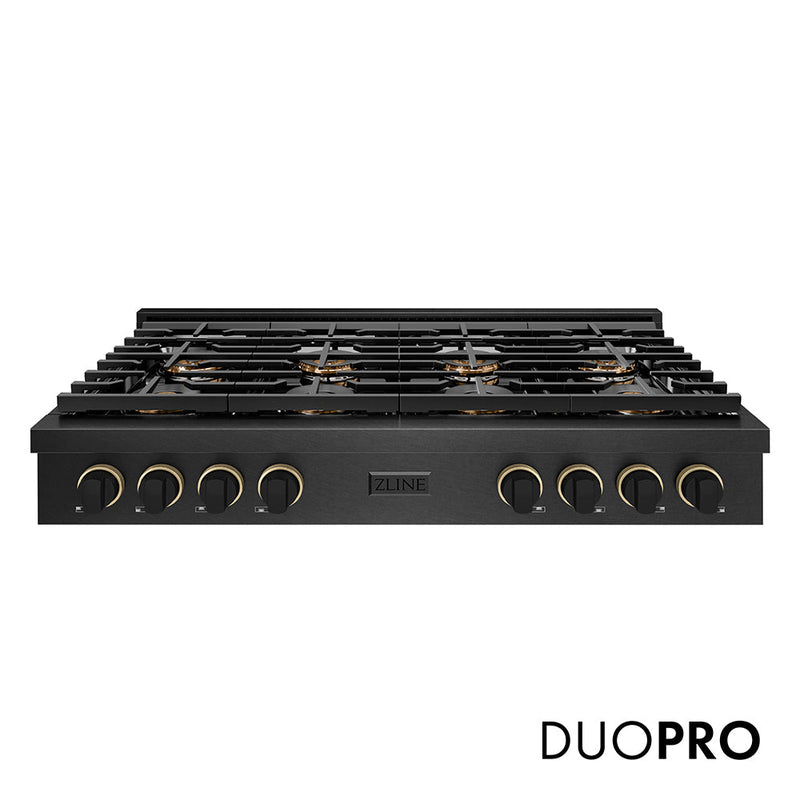 ZLINE PSRTBSZ-48-MBCB Designer Collection 48" Paramount Gas Rangetop in Black Satin Stainless/Matte Black