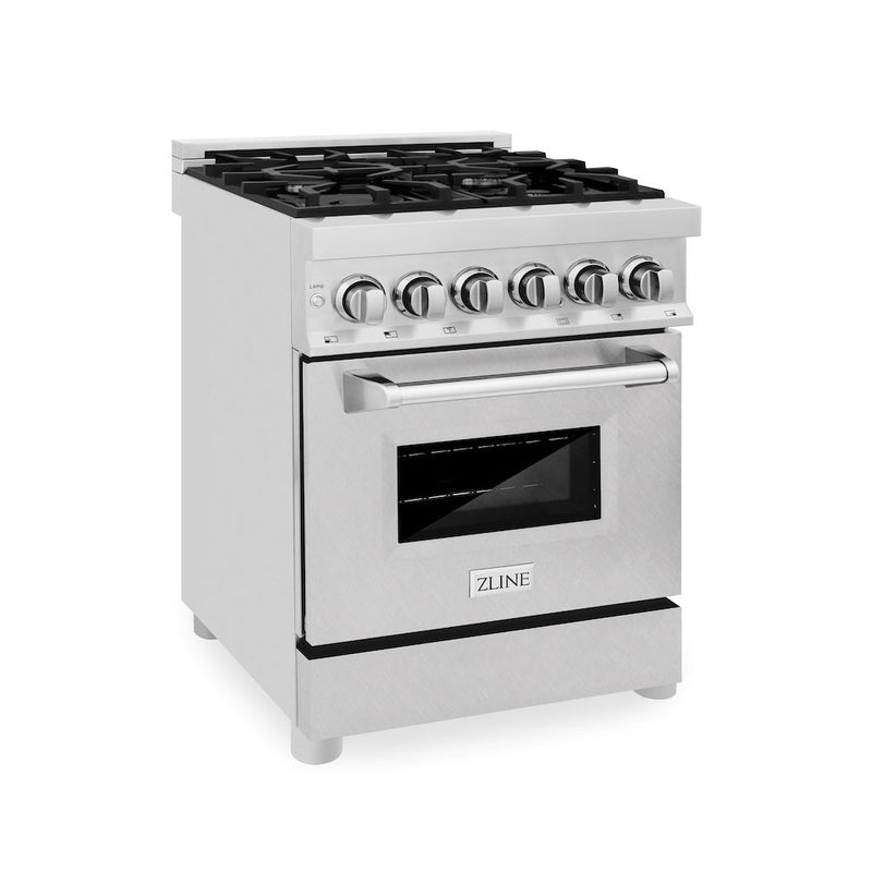 ZLINE 24 in. 2.8 cu. ft. Legacy Dual Fuel Range with 4 Burner Gas Cooktop and Electric Convection Oven in Stainless Stee