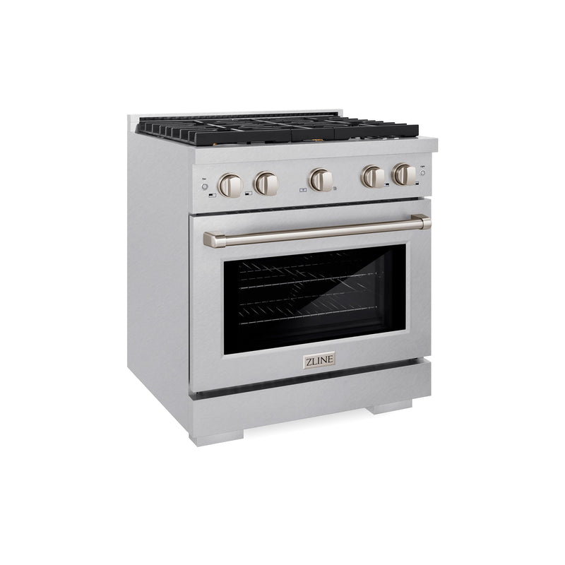 ZLINE SDRS-BR-30 30 in. Dual Fuel Range in Satin Stainless Steel