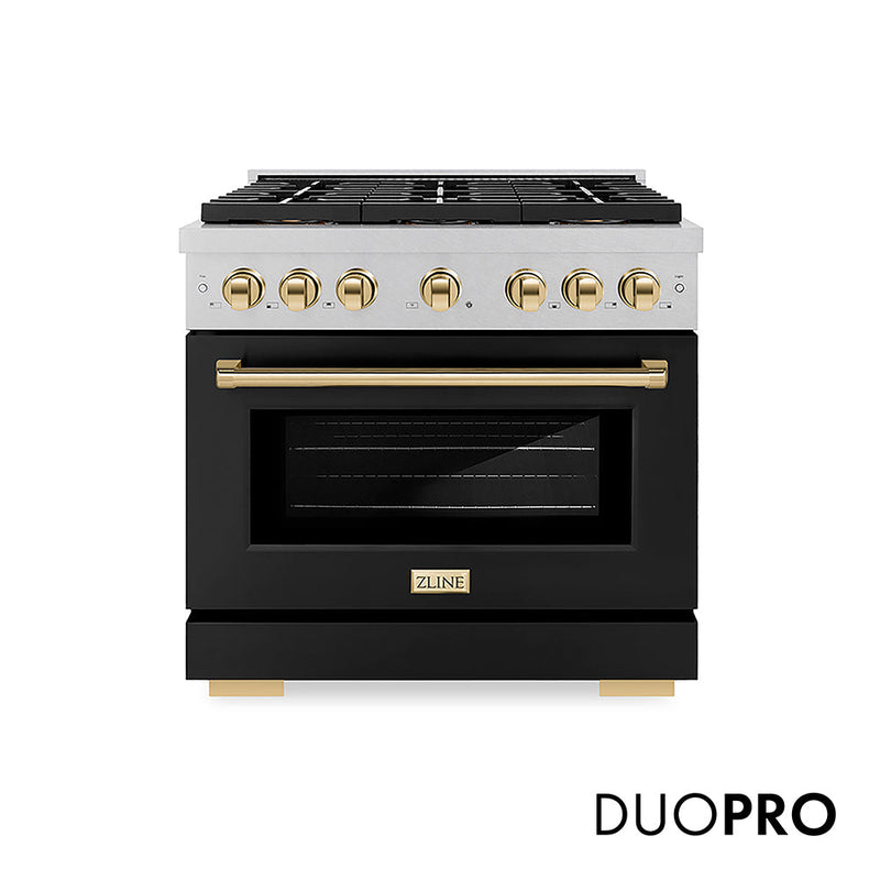 ZLINE PSDRSZ-BLM36-G Autograph Edition 36 in. Dual Fuel Range in Satin Stainless Steel