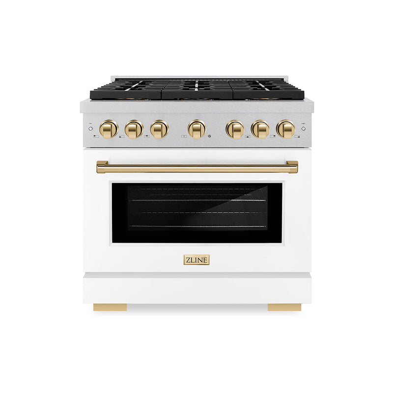 ZLINE PSDRSZ-WM-36-G Autograph Edition 36 in. Dual Fuel Range in Satin Stainless Steel