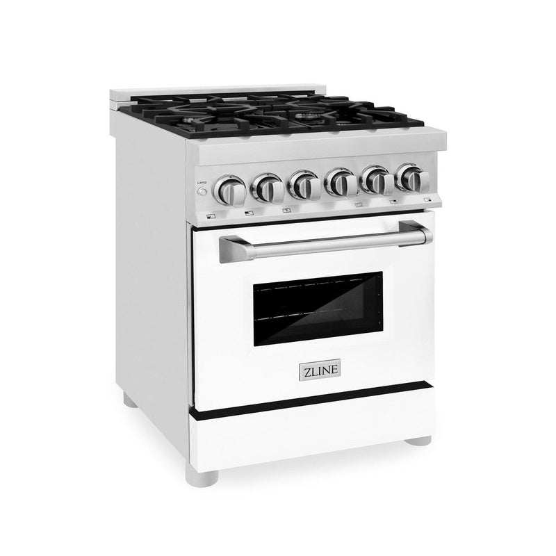 ZLINE 24 in. 2.8 cu. ft. Legacy Dual Fuel Range with 4 Burner Gas Cooktop and Electric Convection Oven in Stainless Stee