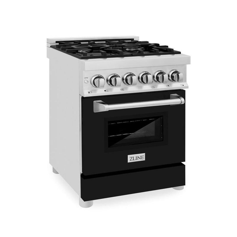 ZLINE 24 in. 2.8 cu. ft. Legacy Dual Fuel Range with 4 Burner Gas Cooktop and Electric Convection Oven in Stainless Stee
