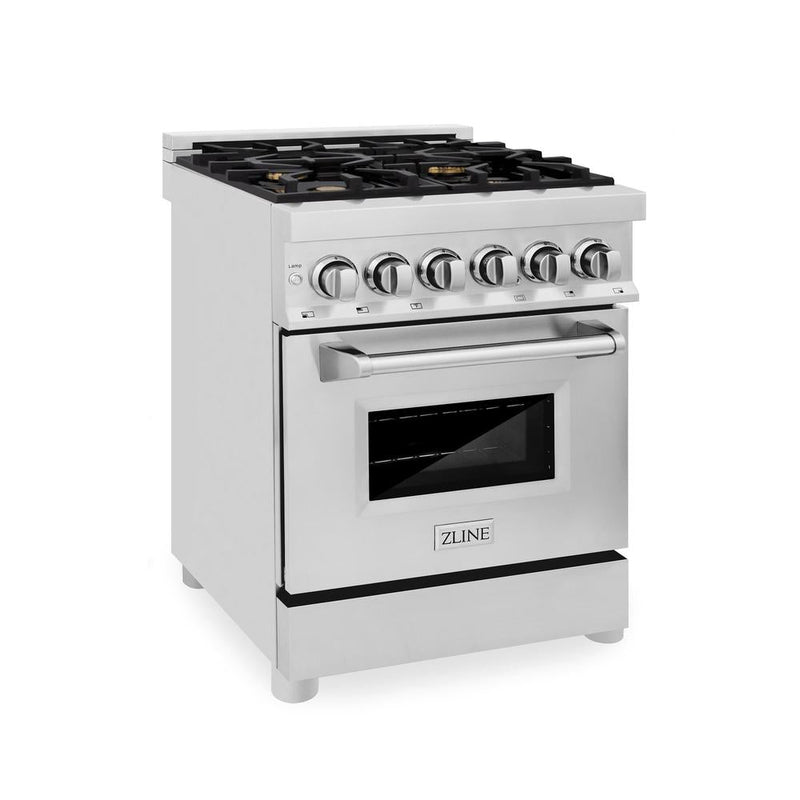 ZLINE 24 in. 2.8 cu. ft. Legacy Dual Fuel Range with Gas Cooktop and Electric Convection Oven in Stainless Steel with 4