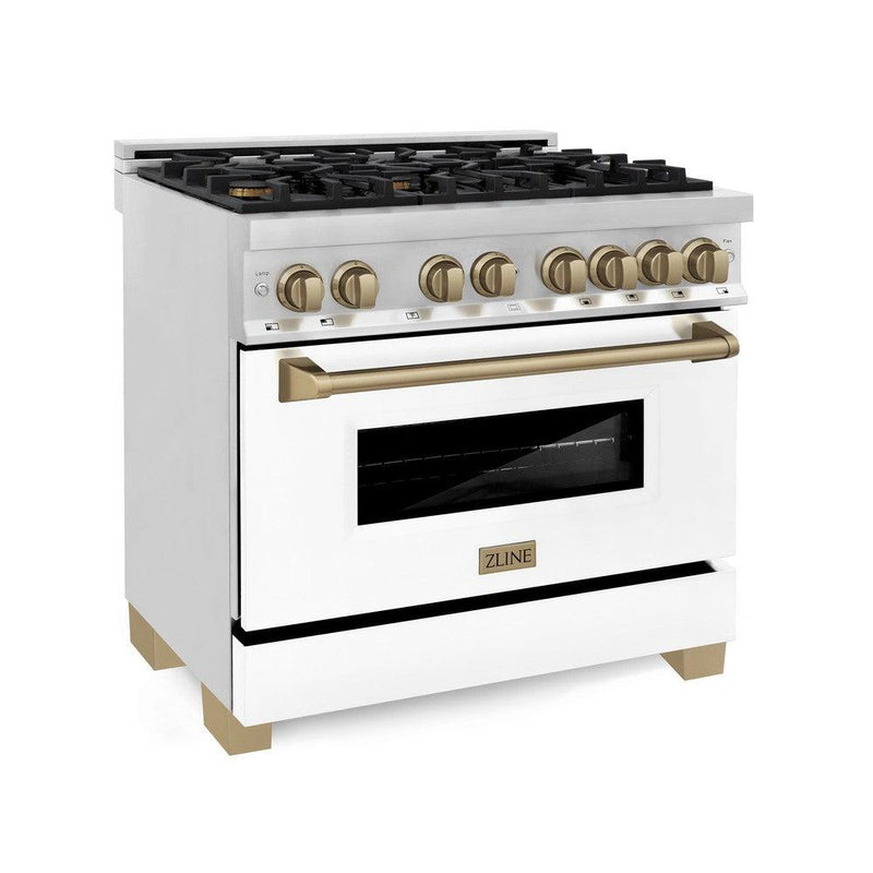 ZLINE Autograph Edition 36 in. 4.6 cu. ft. Legacy Dual Fuel Range with 6 Burner Gas Cooktop and Electric Convection Oven