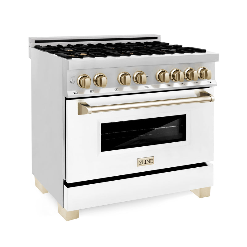 ZLINE RAZ-WM-36-G Autograph Edition 36 in. Dual Fuel Range in Stainless Steel