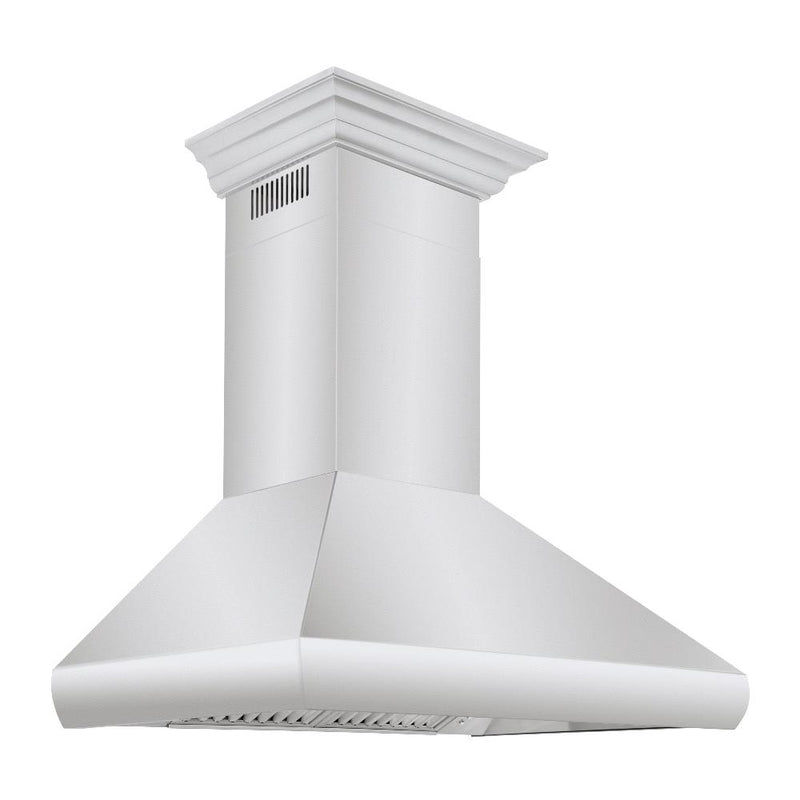 ZLINE 30 in. Professional Convertible Vent Wall Mount Range Hood in Stainless Steel with Crown Molding (587CRN-30)
