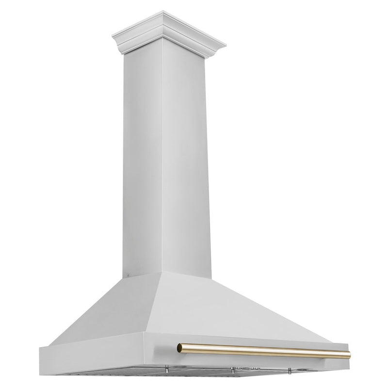 ZLINE Autograph Edition 36 in. Convertible Stainless Steel Range Hood with Stainless Steel Shell and Polished Gold Accen