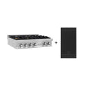 ZLINE 36 in. Legacy Gas Rangetop with 6 Brass Burners and Porcelain Cooktop in Satin Stainless Steel with Griddle (RTS-BR-GR-36)