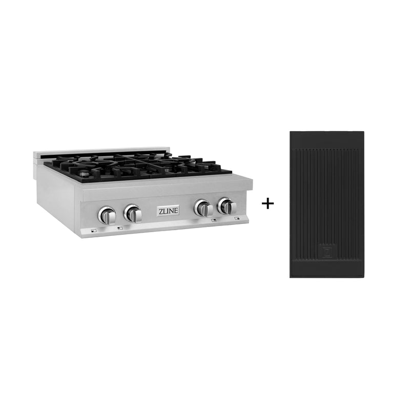 ZLINE 30 in. Legacy Gas Rangetop with 4 Burners and Porcelain Cooktop in Satin Stainless Steel with Griddle (RTS-GR-30) ZLINE