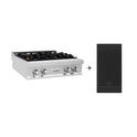 ZLINE 30 in. Legacy Gas Rangetop with 4 Brass Burners and Porcelain Cooktop in Stainless Steel with Griddle (RT-BR-GR-30)