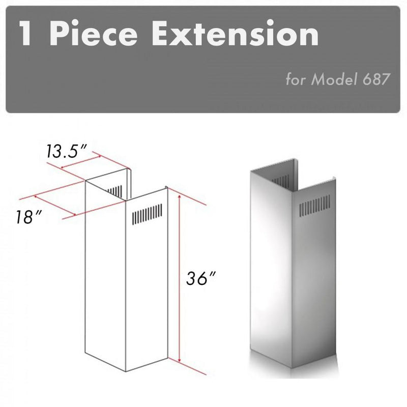 ZLINE 1PCEXT-687 36 in. Range Hood Chimney Kit in Stainless Steel