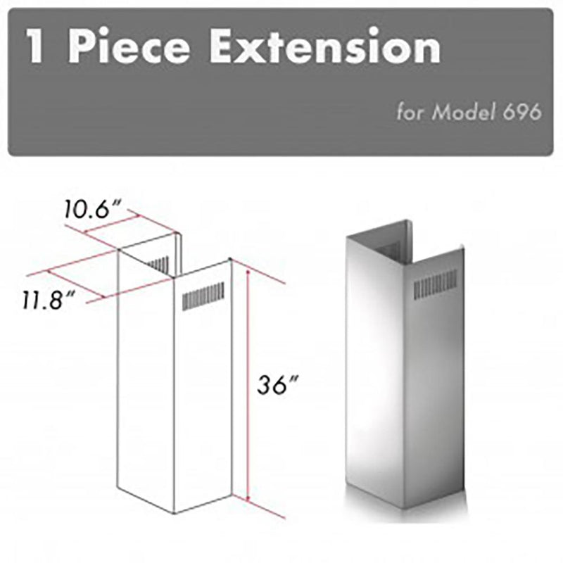 ZLINE 1-36" Chimney Extension for 9 ft. to 10 ft. Ceilings (1PCEXT-696) ZLINE