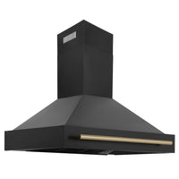 ZLINE 48" Black Stainless Steel Range Hood with Champagne Bronze Accent Handle