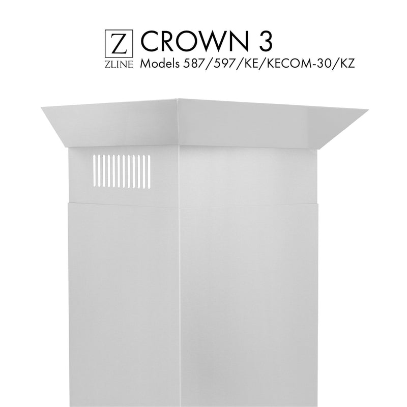 ZLINE CM3-587/597/KE/KECOM-30/KZ Crown Molding in Stainless Steel