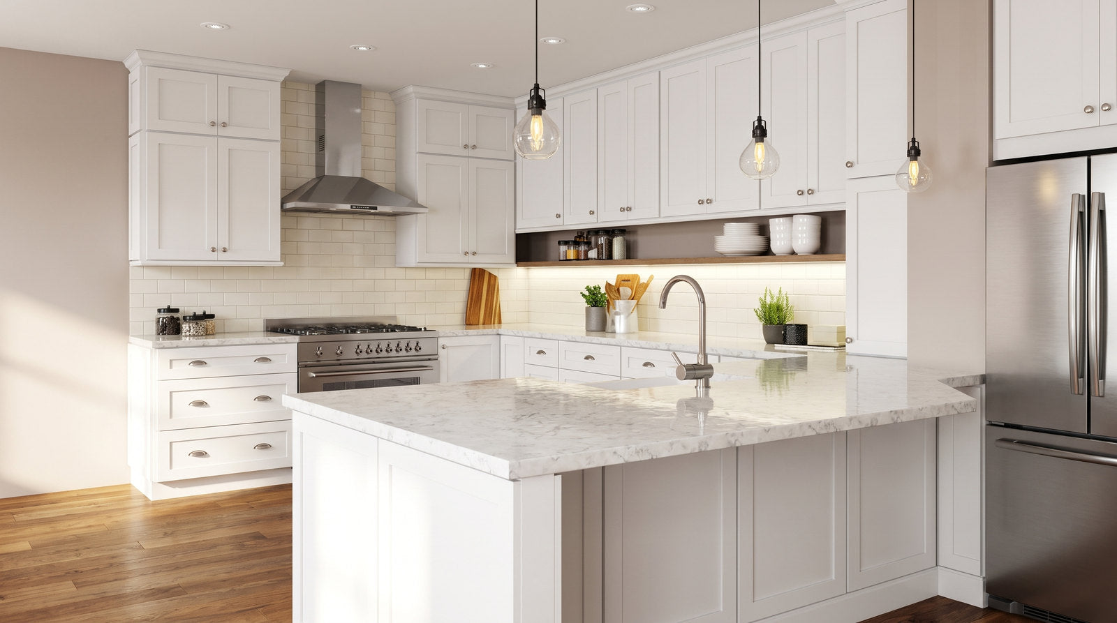 Illustrative Classic White Shaker kitchen design, not an exact product installation