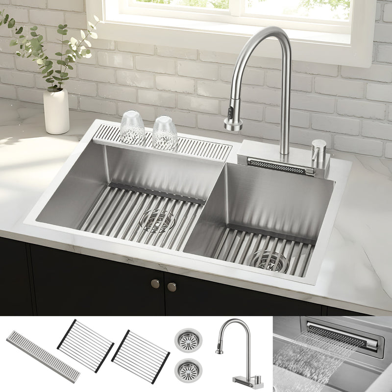 Forno H-XN30 33 in. Kitchen Sink in Stainless Steel