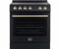 Forno Leonardo Espresso 30-Inch Electric Range with 5.0 cu. Ft. Electric Oven in Black with Stainless Steel Handle